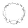 BRACCIALE CATENA MULTIFILO FORZATINA DIAMANTATA E OVALE CENTRALE MARTELLATO IN ACCIAIO