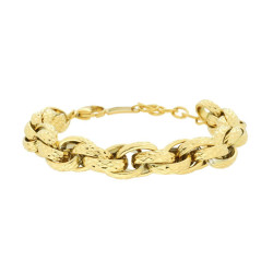 BRACCIALE CATENA FORZATINA DIAMANTATA MULTIMAGLIA IN ACCIAIO COLORE ORO