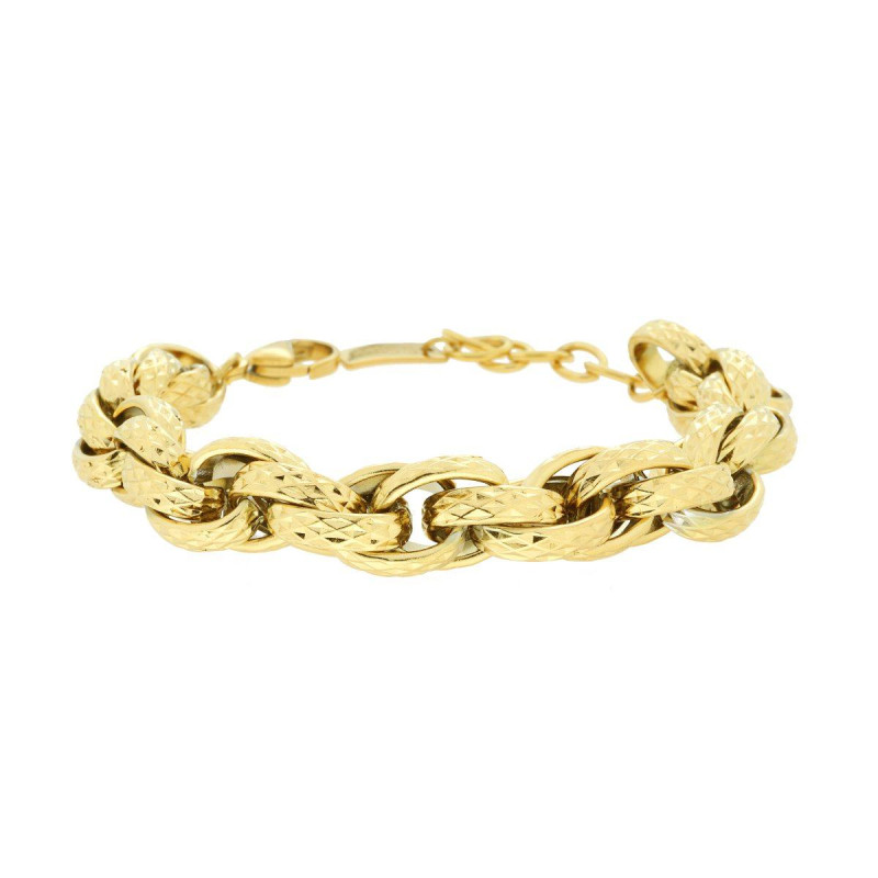 BRACCIALE CATENA FORZATINA DIAMANTATA MULTIMAGLIA IN ACCIAIO COLORE ORO