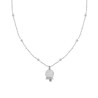COLLANA CATENA FORZATINA DIAMANTATA CON CAMPANELLA E CRYSTAL BIANCHI IN ACCIAIO