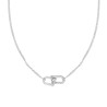 COLLANA DUE FILI CATENA FORZATINA DIAMANTATA CON CATENA INDUSTRIALE E CRYSTAL BIANCHI IN ACCIAIO