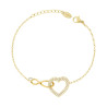 BRACCIALE CATENA FORZATINA DIAMANTATA CON CUORE E INFINITO INCROCIATI E CRYSTAL BIANCHI IN ACCIAIO COLORE ORO