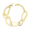 BRACCIALE CATENA MAGLIA IRREGOLARE PIATTA MARTELLATA IN ACCIAIO COLORE ORO