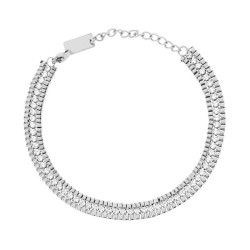 BRACCIALE DUE FILI CATENA VENEZIANA DIAMANTATA E TENNIS CON CRYSTAL BIANCHI IN ACCIAIO