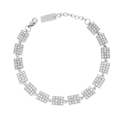 BRACCIALE CATENA RETTANGOLI CON CRYSTAL BIANCHI IN ACCIAIO