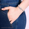 BRACCIALE RIGIDO CONTRARIE CATENA COREANA E CRYSTAL BIANCHI IN ACCIAIO