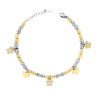 BRACCIALE CATENA CON OVALI COLORE ORO EFFETTO MARTELLATO CON IMPRONTA ZAMPA CUORI E CRYSTAL BIANCHI IN ACCIAIO