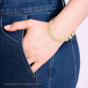 BRACCIALE CATENA RETTANGOLI CON CRYSTAL BIANCHI IN ACCIAIO COLORE ORO