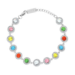 BRACCIALE TENNIS CON TONDI CRYSTAL MULTICOLOR IN ACCIAIO