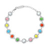 BRACCIALE TENNIS CON TONDI CRYSTAL MULTICOLOR IN ACCIAIO