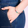 BRACCIALE TENNIS CON CRYSTAL TONDI MULTICOLOR IN ACCIAIO COLORE ORO