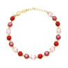BRACCIALE TENNIS CON CRYSTAL TONDI NEI TONI DEL ROSSO RUBINO IN ACCIAIO COLORE ORO