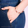 BRACCIALE TENNIS CON CRYSTAL TONDI NEI TONI DEL ROSSO RUBINO IN ACCIAIO COLORE ORO