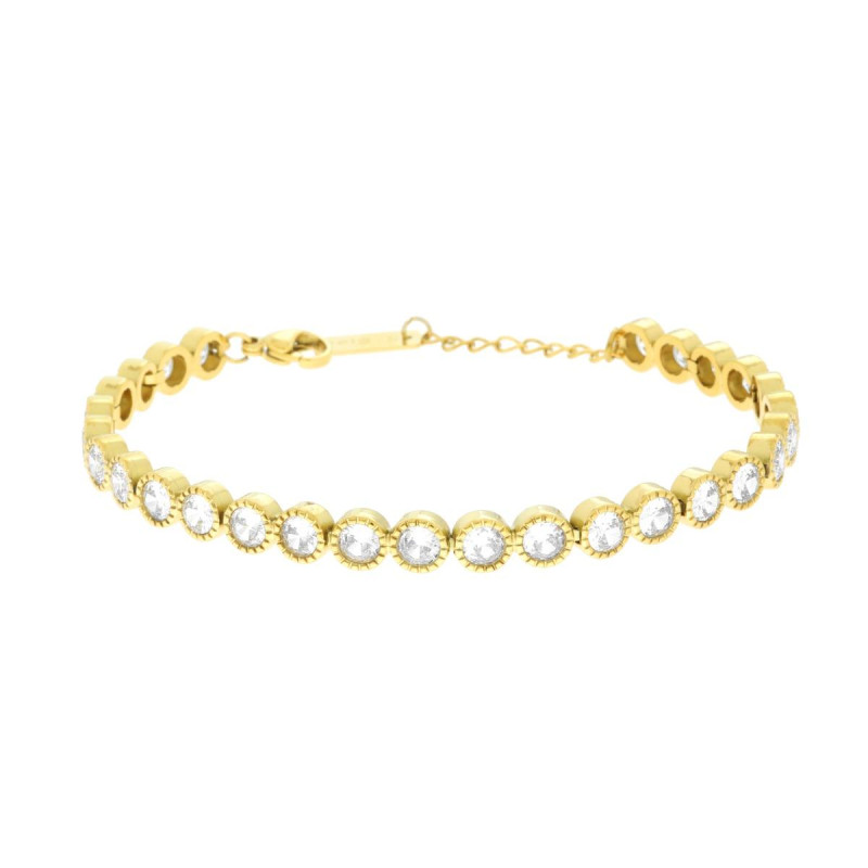 BRACCIALE TENNIS CIPOLLINA CM 17+3 CON CRYSTAL BIANCHI MM 4 IN ACCIAIO COLORE ORO