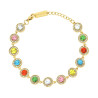 BRACCIALE TENNIS CON TONDI CRYSTAL MULTICOLOR IN ACCIAIO COLORE ORO