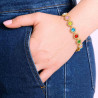 BRACCIALE TENNIS CON TONDI CRYSTAL MULTICOLOR IN ACCIAIO COLORE ORO