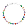 BRACCIALE TENNIS CON CUORI CRYSTAL MULTICOLOR IN ACCIAIO