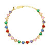 BRACCIALE TENNIS CON CUORI CRYSTAL MULTICOLOR IN ACCIAIO COLORE ORO