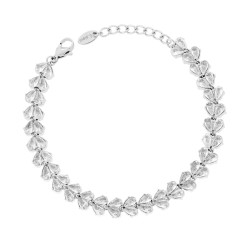 BRACCIALE TENNIS CON CRYSTAL GOCCIA BIANCHI IN ACCIAIO