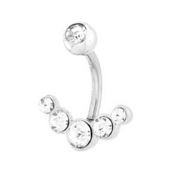 BODY PIERCING BANANA MM 19 PALLINA PUNTO LUCE E DIADEMA CON CRYSTAL BIANCHI IN ACCIAIO CHIRURGICO