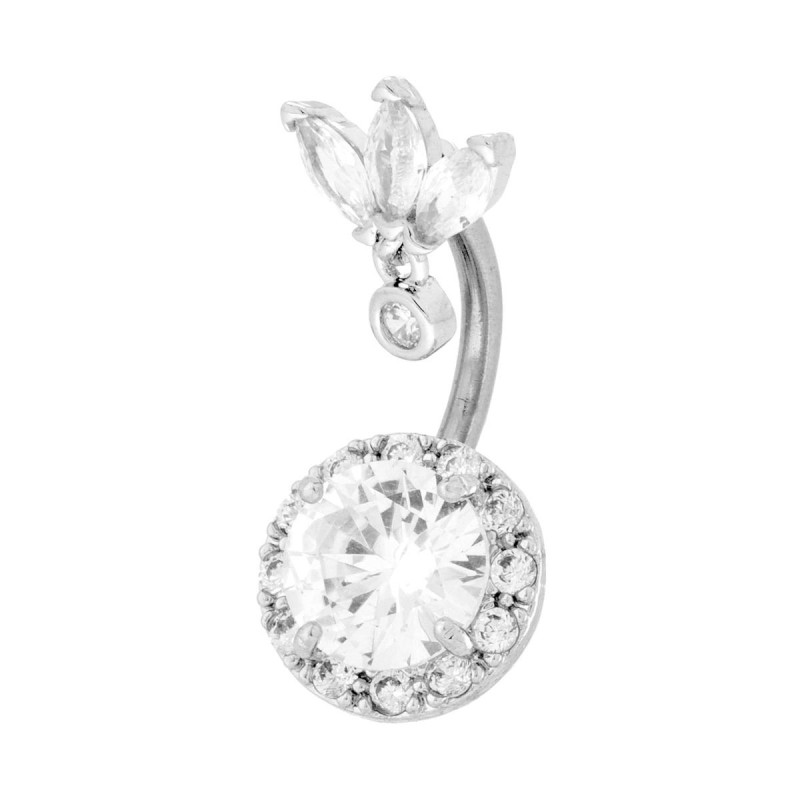 BODY PIERCING BANANA MM 25 TONDO CRYSTAL BIANCHI MARQUISE IN ACCIAIO CHIRURGICO