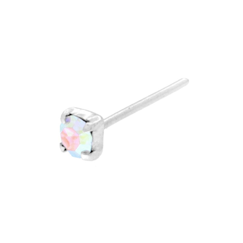 PIERCING NASO CHIODINO A GRIFFE CON ZIRCONE BIANCO BOREALE 2 MM IN ARGENTO 925