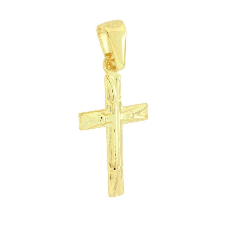 CIONDOLO CROCE LATINA IN ARGENTO 925 GALVANICA ORO