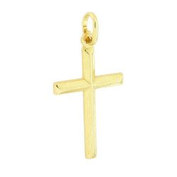 CIONDOLO CROCE LATINA IN ARGENTO 925 GALVANICA ORO