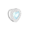 CIONDOLO CUORE ACQUAMARINA CONTORNATO DA CUBIC ZIRCONIA BIANCHI IN ARGENTO 925 GALVANICA RODIO