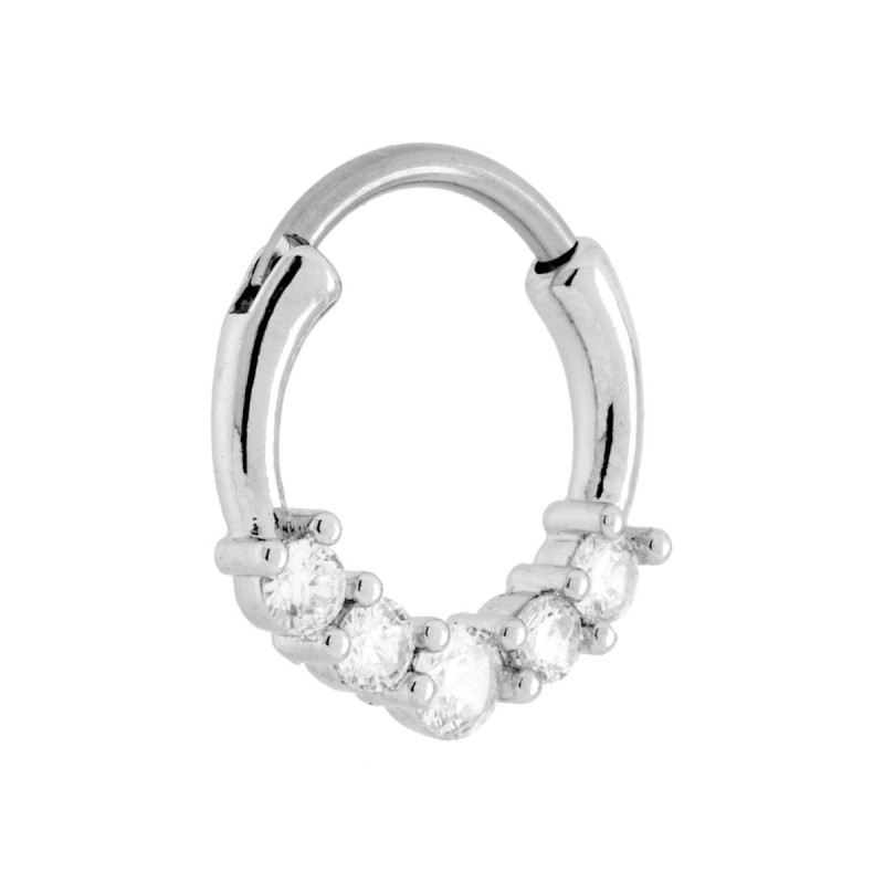 BODY PIERCING CERCHIO SETTO NASALE MM 14 CON CRYSTAL BIANCHI IN ACCIAIO CHIRURGICO
