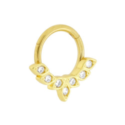 BODY PIERCING CERCHIO SETTO NASALE MM 10.5 CON CRYSTAL BIANCHI IN ACCIAIO CHIRURGICO COLORE ORO