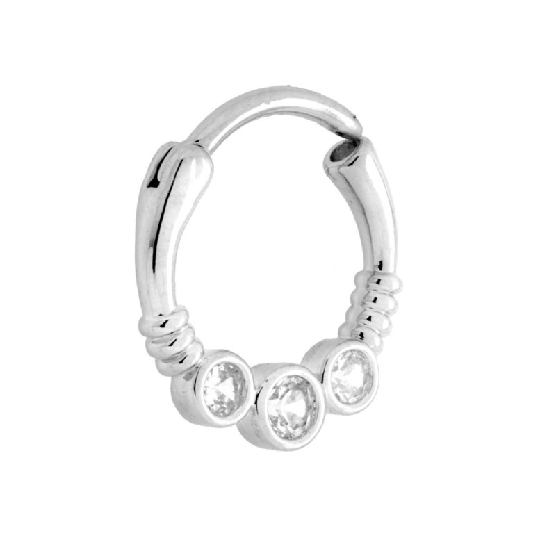 BODY PIERCING CERCHIO SETTO NASALE MM 14 CON CRYSTAL BIANCHI IN ACCIAIO CHIRURGICO
