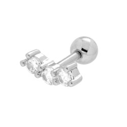 BODY PIERCING BARBELL MM 13 CON PALLINA MM 4 E TRILOGY CON CRYSTAL BIANCHI IN ACCIAIO CHIRURGICO